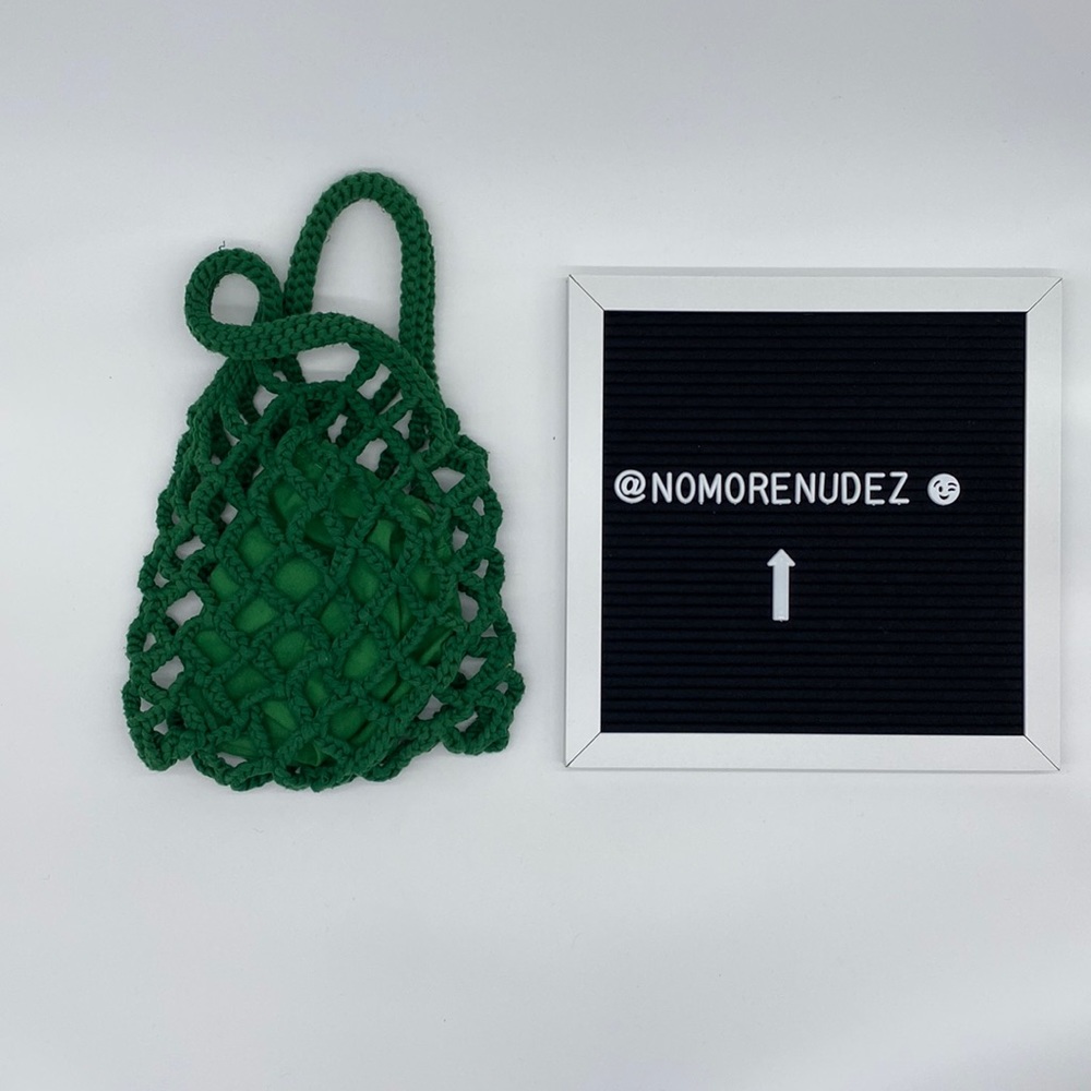 GREEN DESIGNER BRAIDED CROCHET NET BAG